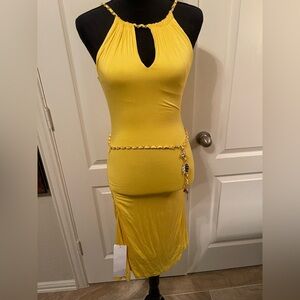 Elegant Yellow Halter Dress